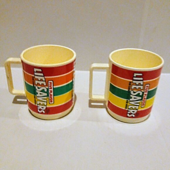 Vintage Deka Life Savers Plastic Mug Cup-Lot Of 2-1981-USA Made-10 oz-No Lids - Picture 2 of 8
